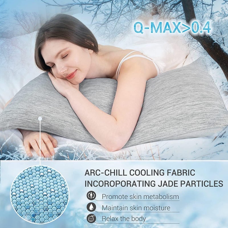 Marchpower Cooling Pillow Cases for Hot Sleepers, Japanese Arc Chill Cooling Pillow Cases, Zippered Queen Pillow Cases Set of 2 Breathable Skin-Friendly Design Cooling Pillow Case (20 X 30 in)-Gray - Image 3